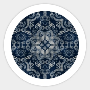 Indigo blue dirty denim textured boho pattern Sticker
